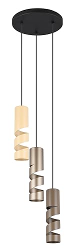Trio Leuchten Pendelleuchte Stream 364030317, Metall Schwarz matt, Schirm Coffee/Taupe/Beige, exkl. 3x GU10 von Trio Leuchten