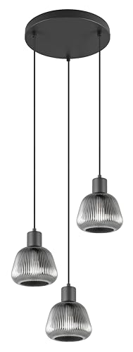 Trio Leuchten Pendelleuchte Tarifa 362830332, Metall Schwarz matt, Glas Chrom bedampft, exkl. 3x E27 von Trio Leuchten
