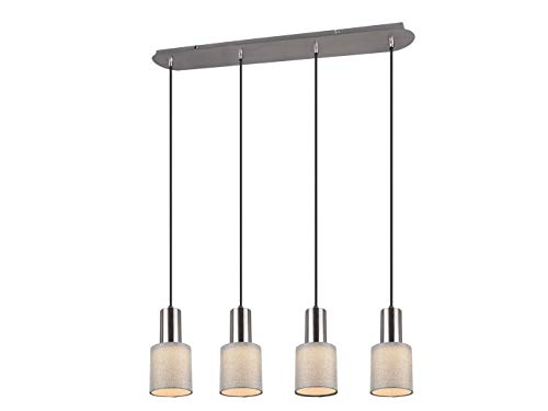 Trio Leuchten Pendelleuchte Wailer 303600407, Metall Nickel matt, Stoffschirm grau, Stoffkabel Schwarz, exkl. 4x GU10 von Trio Leuchten