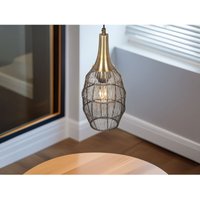 Trio Leuchten - Pendelleuchte soraya mit Drahtgeflecht Lampenschirm Oval Altmessing, ø 26cm Trio Leuchten - Pendelleuchte soraya mit Drahtgeflecht Lampenschirm Oval Altmessing, ø 26cm von Trio Leuchten