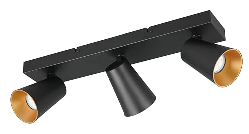 Trio Leuchten Spotbalken Sharp 817100332, Metall Schwarz matt, Cover goldfarbig/schwarz, exkl. 3x GU10 von Trio Leuchten