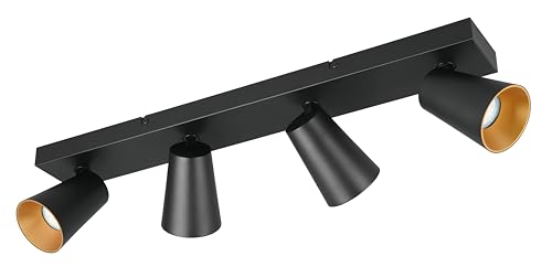 Trio Leuchten Spotbalken Sharp 817100432, Metall Schwarz matt, Cover goldfarbig/schwarz, exkl. 4x GU10 von Trio Leuchten