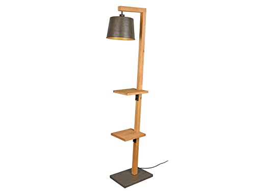 Trio Leuchten Stehleuchte Rodrigo 402690167, Schirm Metall Nickel antik/goldfarbig, Holz, exkl. 1x E27 von TRIO LIGHTING FOR YOU