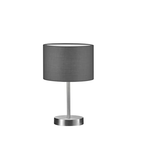 Trio Leuchten Tischleuchte Hotel 501100111, Metall Nickel matt, Stoffschirm grau, exkl. Leuchtmittel 1x E14 von Trio Leuchten
