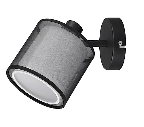 Trio Leuchten Wandspot Burton 811400132, Metall Schwarz matt, Schirm Stoff weiß, exkl. 1x E14 von Trio Leuchten