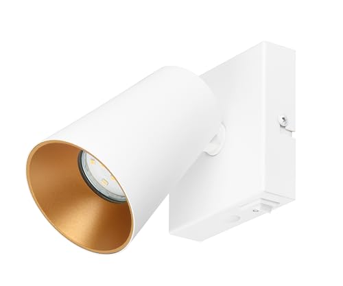 Trio Leuchten Wandspot Sharp 817170131, Metall Weiß matt, Cover goldfarbig/weiß, exkl. 1x GU10 von Trio Leuchten