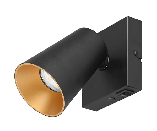 Trio Leuchten Wandspot Sharp 817170132, Metall Schwarz matt, Cover goldfarbig/schwarz, exkl. 1x GU10 von Trio Leuchten
