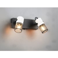 Trio Leuchten - Wandstrahler tosh 2-flammig mit Schalter, Schwarz & Holz Weiß, Breite 26cm von Trio Leuchten