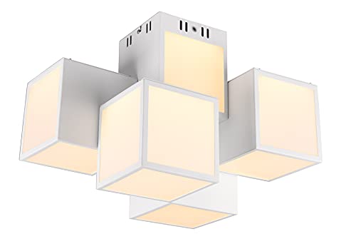 Trio Leuchten WiZ LED Deckenleuchte Oscar 652810531, 5x7 Watt RGBW LED mit 16 Mio. Farben + 64.000 Weißtöne + 18 LichtSzenen, Steuerung über App + Sprachsteuerung + Fernbedienung + Wandschalter von Trio Leuchten