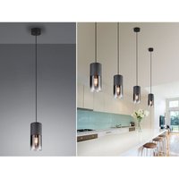 Trio Leuchten - led Pendelleuchte mit Rauchglas 1-flammig Metall Schwarz, ø 10cm von Trio Leuchten
