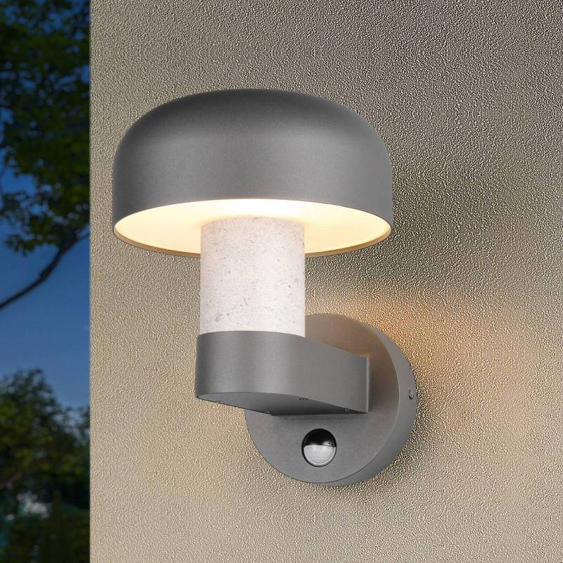 Außenwandleuchte Fraser Sensor grau/Betonoptik, Alu IP54 E27 von Trio Lighting