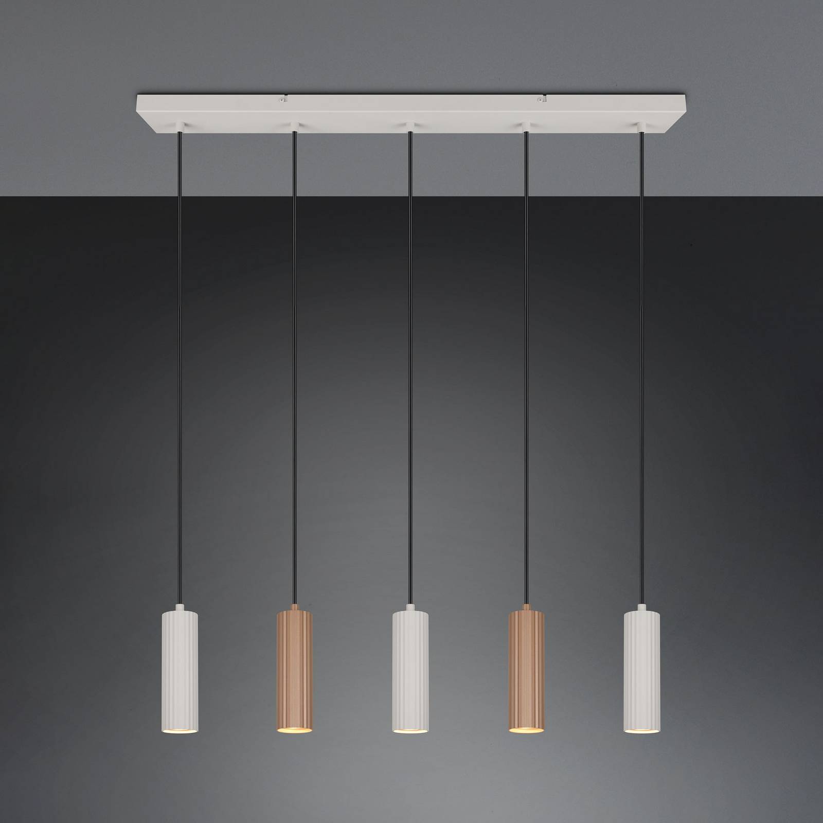 Hängelampe Soka, braun/grau, Länge 85 cm, Metall, 5-flg. Hängelampe Soka, braun/grau, Länge 85 cm, Metall, 5-flg. von Trio Lighting