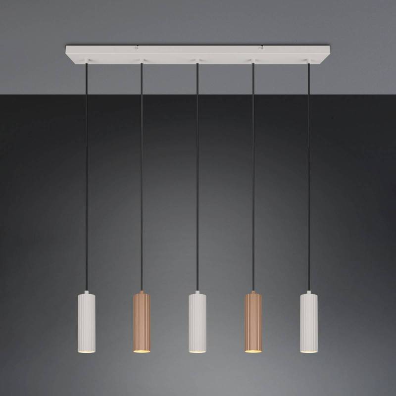 Hängelampe Soka, braun/grau, Länge 85 cm, Metall, 5-flg. von Trio Lighting