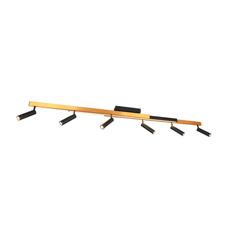 LED-Deckenspot Zeno, 6 Spots, schwarz/gold, Metall von Trio Lighting