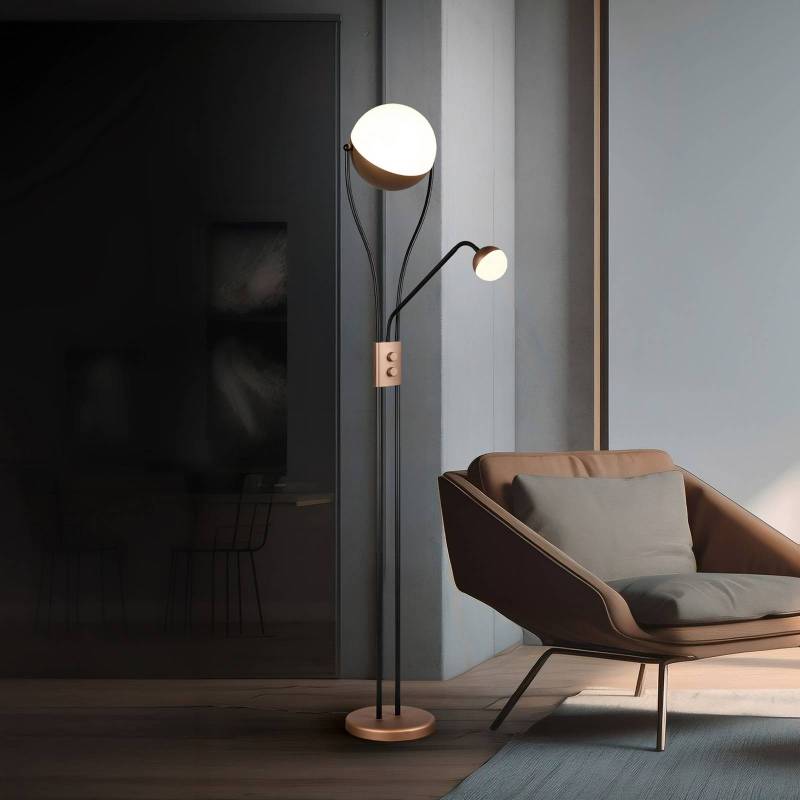 LED-Stehleuchte Chris,, coffee, Metall, Leseleuchte, Dimmer von Trio Lighting