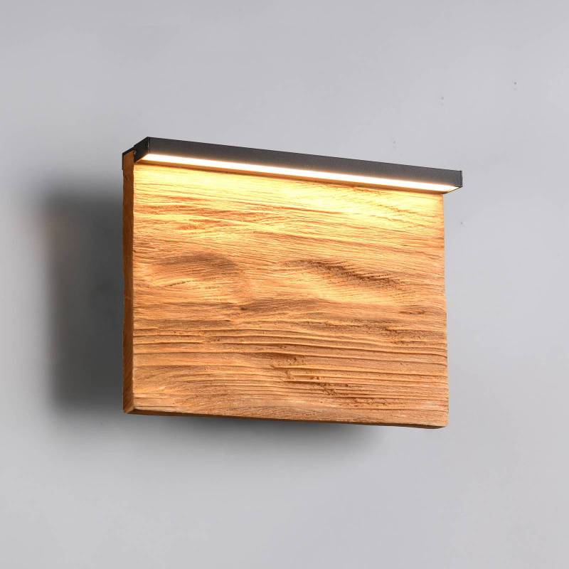 LED-Wandlampe Kalea, Breite 20 cm, holzfarben, Holz von Trio Lighting