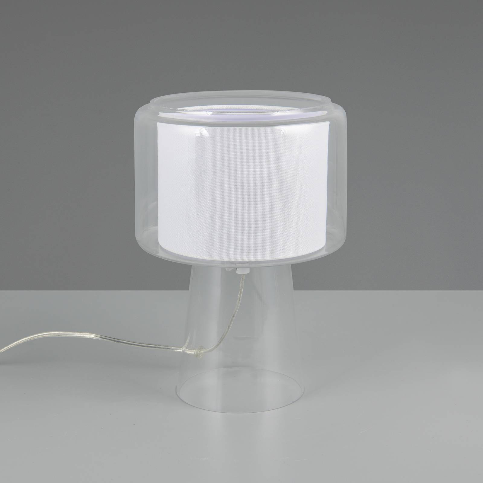 Tischlampe Rocka, klar, Höhe 29 cm, Glas/Stoff von Trio Lighting