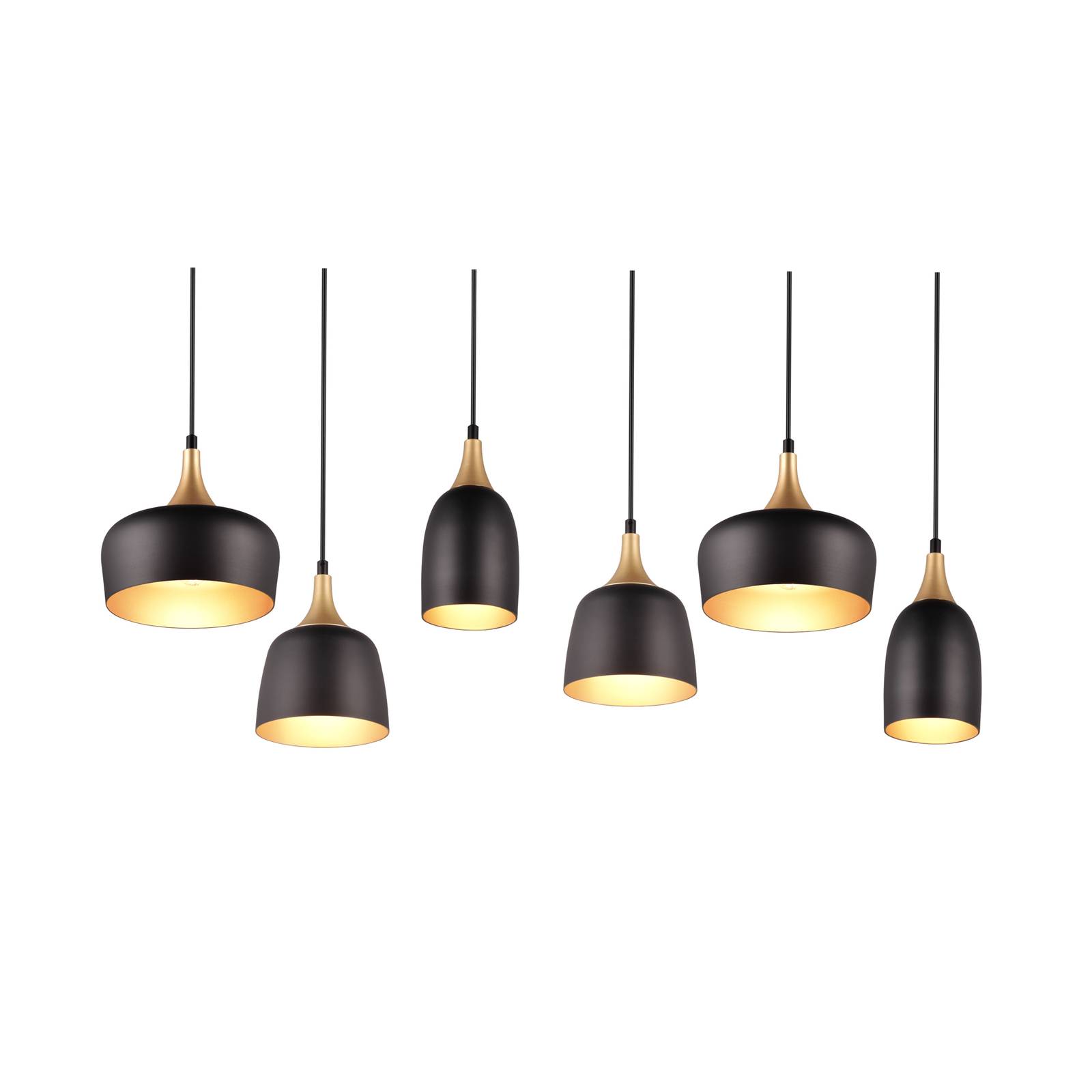 Hängeleuchte Chiraz, sechsflammig, schwarz/gold von Trio Lighting