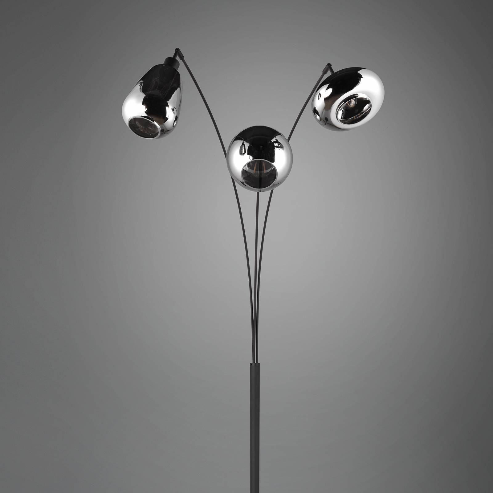 Stehleuchte Lumina, 3-flammig, schwarz/chrom, Glas von Trio Lighting