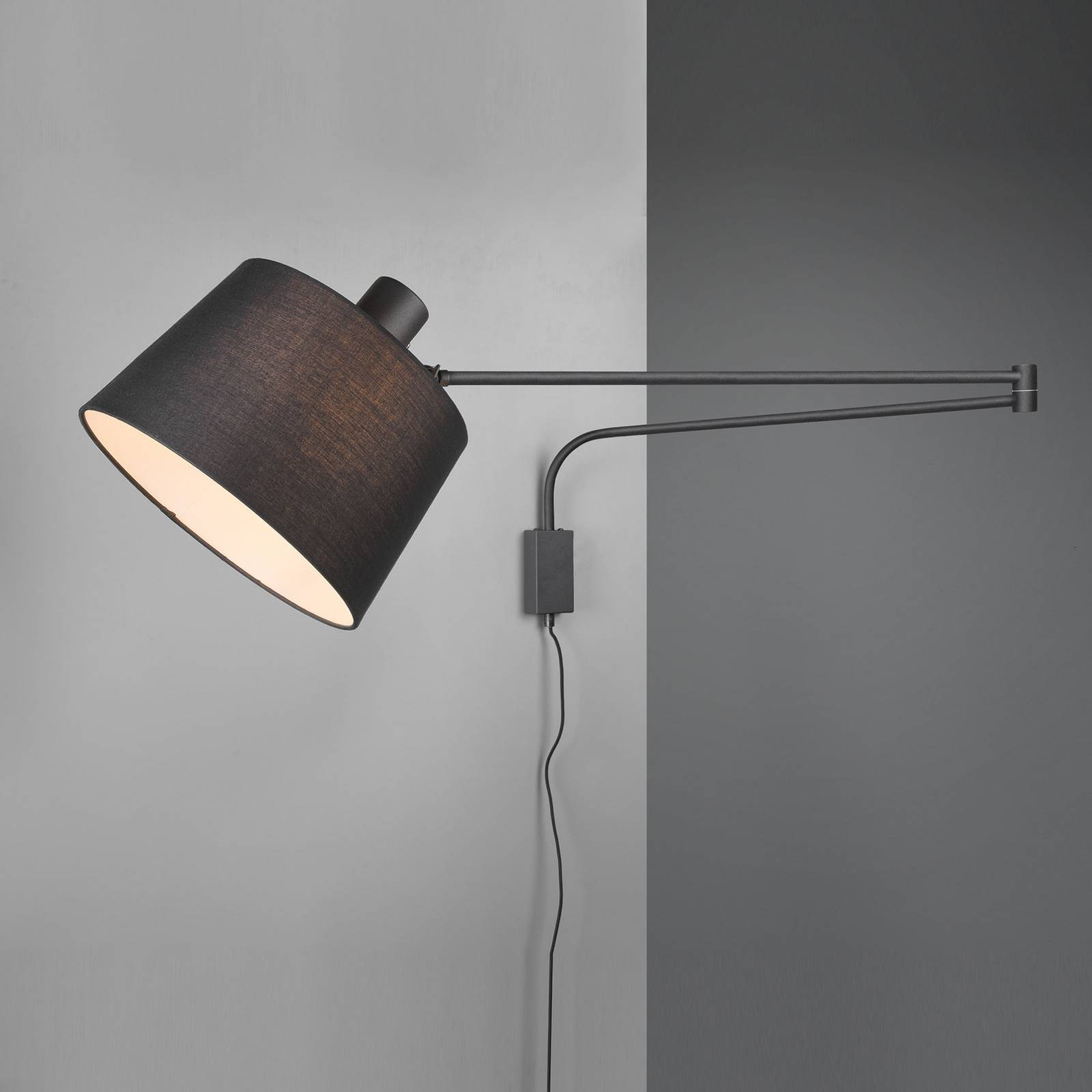 Wandleuchte Baldo mit Kabel + Stecker, schwarz von Trio Lighting