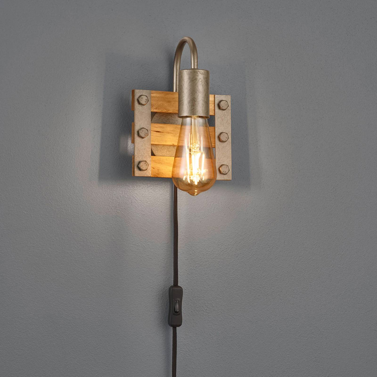 Wandleuchte Khan, Vintage, Kabel + Stecker, 1-flg. von Trio Lighting