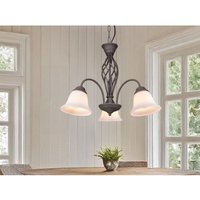 Pendelleuchte rustica 3-flammig in Rostoptik mit Glasschirmen, ø 55cm von Trio