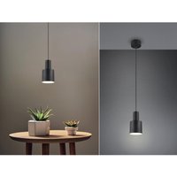 Kleine Pendelleuchte AGUDO mit Metall Lampenschirm Schwarz, Ø 12cm von Trio