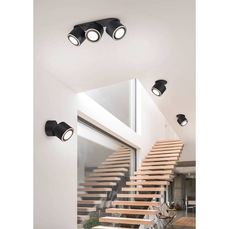 home24 LED-Deckenleuchte Taurus Ø 9cm Schwarz/Schwarz 1 Kunststoffart: Polyethylen Material: Metall, Kunststoff Metallart: Aluminium Oberfläche von home24