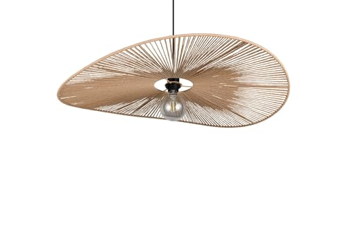 Reality Leuchten Pendelleuchte Laurine R36161926, Metall Schwarz matt, Schirm Papiergarn Braun, exkl. 1x E27 von Trio