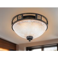Trio Lighting - Rustikale Deckenleuchte quinta Rostfarbig mit Glasschirm Alabaster, ø 33cm von TRIO LIGHTING