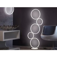 Flache led rondo Ringleuchte Stehlampe mit Fußschalter aus Metall in Weiß matt von Trio Leuchten