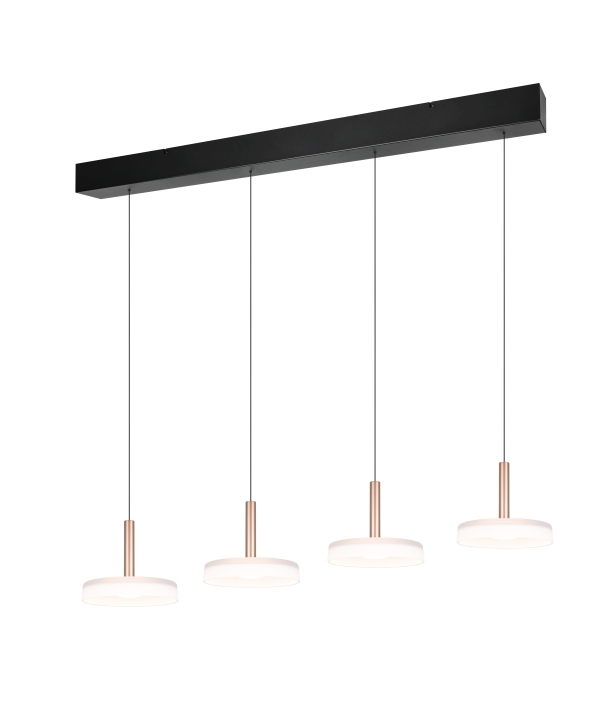 Trio LED-Pendelleuchte CELESTE 4-flammig in Farbe Coffee, Glas weiß von Trio