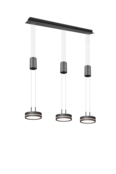 Trio LED-Pendelleuchte FRANKLIN 3-flammig in Farbe anthrazit, Schirm Aluminium anthrazit Trio LED-Pendelleuchte FRANKLIN 3-flammig in Farbe anthrazit, Schirm Aluminium anthrazit von Trio