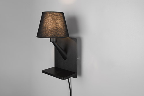 Trio Leuchten LED Wandleuchte Comfort E14 schwarz matt Metall/Stoff von Trio