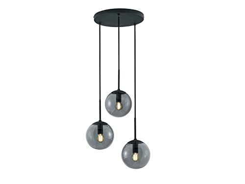 Trio Leuchten Pendelleuchte Balini 308590342, Metall Anthrazit, Glas rauchfarbig, exkl. 3x E14 von Trio Leuchten