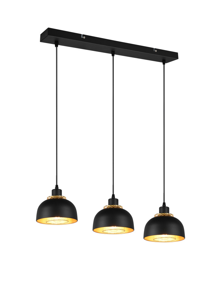 Trio Leuchten Pendelleuchte Punch 3xE27, schwarz matt von Trio