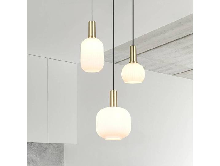 Trio Lighting Glas Hängelampe, dimmbar, weiß / opal, für Wohn- / Esszimmer, Metall, Pendelleuchte von Trio