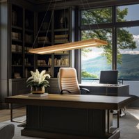 Trio - Pendellampe Hängeleuchte Esszimmerleuchte Wohnzimmerlampe Deckenleuchte, Metall Holz nickel naturfarben, dimmbar, 1x led 27W 3400Lm 3000K von Trio