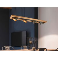 Trio - Pendelleuchte bell 4-flammig Metallschirme schwenkbar im Holzrahmen, b: 100cm von Trio