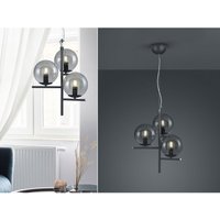 Trio - Pendelleuchte pure Schwarz mit Glaskugeln aus Rauchglas 3-flammig, ø 40cm von Trio