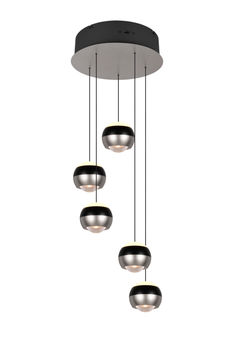 Trio Select LED-Pendelleuchte ORBIT 5-flammig in Farbe Nickel matt von Trio