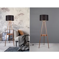Trio - Tripod Stehleuchte colette mit Stoffschirm in Schwarz/Gold & Ablagetisch h 152cm Trio - Tripod Stehleuchte colette mit Stoffschirm in Schwarz/Gold & Ablagetisch h 152cm von Trio