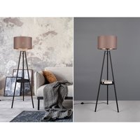 Trio - Tripod Stehleuchte colette mit Stoffschirm in Taupe/Gold & Ablagetisch, h: 152cm Trio - Tripod Stehleuchte colette mit Stoffschirm in Taupe/Gold & Ablagetisch, h: 152cm von Trio