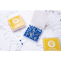 Map Pins Dunkel Blau - Runde Kopf Reißnägel Mit Edelstahl Spitze Matte Oberfläche Marking 100 Stück von TripMap