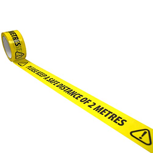 Triplast Warnklebeband mit Aufschrift "Please Keep A Safe Distance of 2 Meter", starkes gelbes Vinyl-Klebeband von Triplast