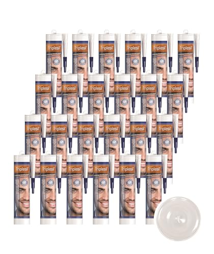 Triplesil Silikon Dichtstoff –24x310 ml Transparent Silikon für Sanitär und Außenbereich-UV & Weather Resistant-silicone sealant outdoor and indoor-Sanitary & construction Silicone(24x transparent) von Triplesil GP