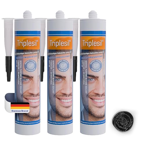 Triplesil Premium Silikon Dichtstoff –3x310 ml schwarz Silikon für Sanitär und Außenbereich-UV & Weather Resistant-silicone sealant for outdoor and indoor-Sanitary & construction Silicone(3x schwarz) von Triplesil GP