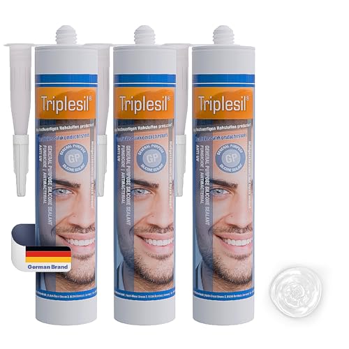 Triplesil Premium Silikon Dichtstoff –3x310 ml white Silikon für Sanitär und Außenbereich-UV & Weather Resistant-silicone sealant for outdoor and indoor-Sanitary & construction Silicone(3x white) von Triplesil GP