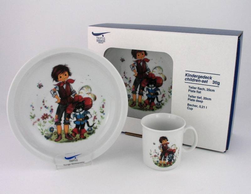 Triptis Kindergeschirr-Set Triptis Der gestiefelte Kater Kinderset 3tlg., 1 Personen, Porzellan von Triptis