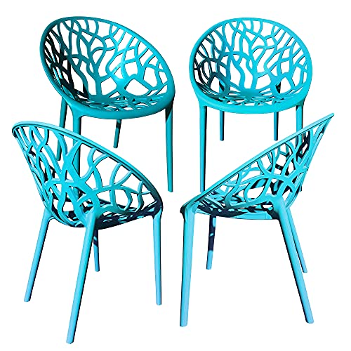 TRISENS Gartenstuhl Kunststoff Stapelstuhl Bistrostuhl Küchenstuhl Stuhl Stapelbar, Farbe:Blau, Menge:4 St. von Trisens